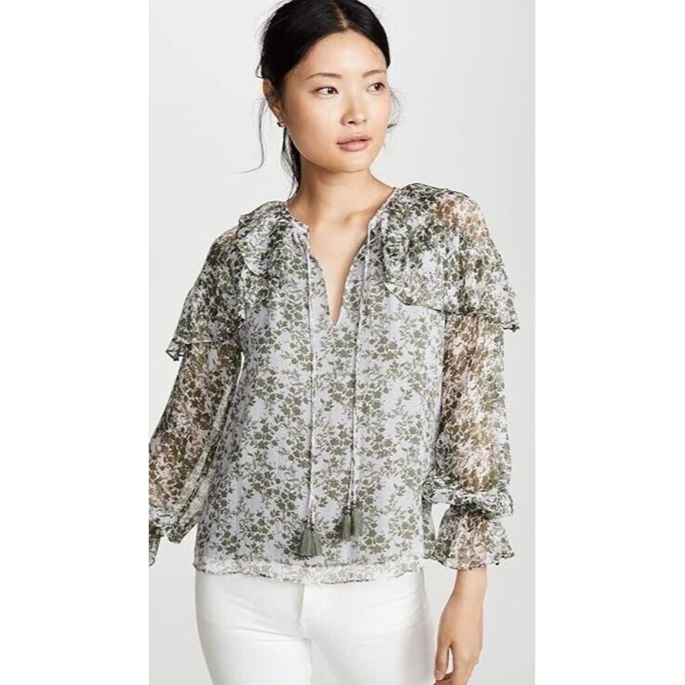 Ramy Brook Women's Silk Floral Printed Celeste Long Sleeve Blouse Size S